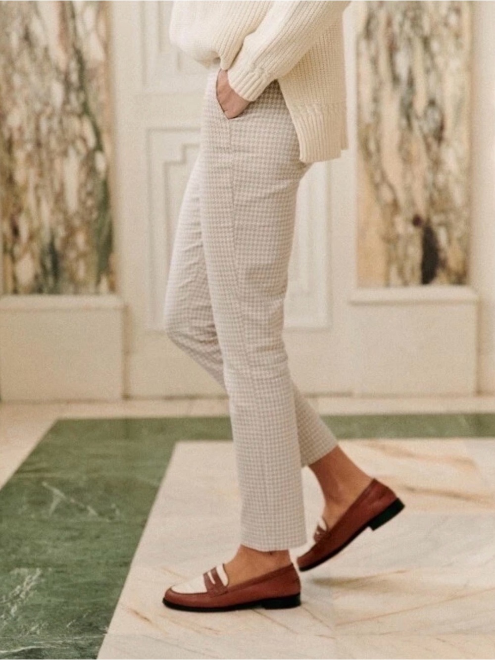 SEZANE CLARA TROUSERS CAMEL ECRU Size 34 US 2